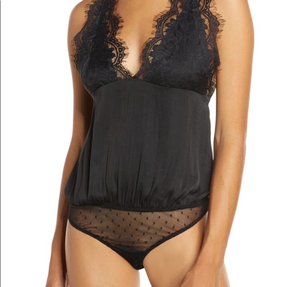 Free People Black Lace Bodysuit